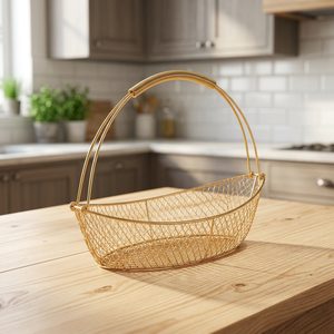 Handmade Metal <b>Storage</b> <b>Basket</b> <b>Round</b> Wire <b>Basket</b> Rustic Style for Living Room Neatening - Product Image 2