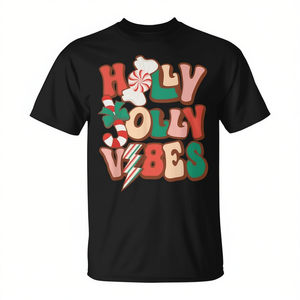 Camiseta navideña Holly Jolly Vibes para hombres y mujeres, regalo divertido para las fiestas, ropa navideña - Product Image 2