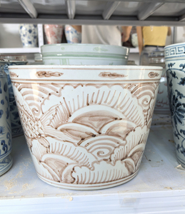 จิ่งเต๋อเจินกระถางต้นไม้เซรามิกลายปลาน้ำตาลแดงวาดด้วยมือกระถางต้นไม้เซรามิกสไตล์จีนโบราณ - Product Image 3