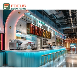 Professional Cafe Service Counter Black <b>Walnut</b> Finish Accessory Display Area Storefront Cafe Counter - Product Image 4