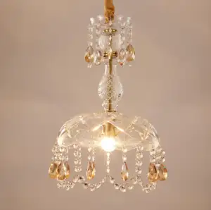 Lampe de chevet nordique de luxe pour chambre à coucher, petit lustre créatif en cristal pour porche et couloir
