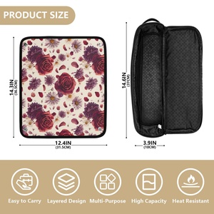 Bolsa de Viaje de Nailon con Estampado Completo, Diseño Hawaiano Vintage con Rosas Rojas, Personalizada con Asa para Rizador de Pelo - Product Image 4