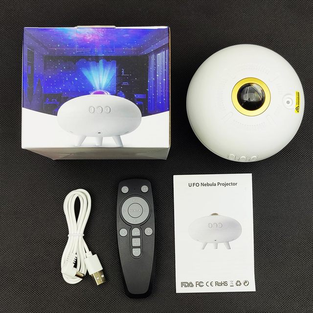 VANTONE UFO Star Galaxy Projector Night Light LED with for Bluetooth Speaker Remote Control White Shade for Bedroom