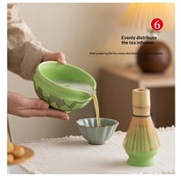Kit de thé matcha en céramique 600 ml, fouet, support, bol, accessoires en métal, ensemble de matcha brun, ensemble d'outils pour matcha, accessoires pour matcha