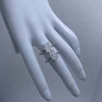 Bague solitaire en moissanite taille émeraude, argent sterling 925 plaqué rhodium, bijoux de fiançailles minimalistes pour femmes, GRA
