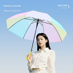 Piccolo <span class=keywords><strong>ombrello</strong></span> creativo trasparente con Logo colorato con Logo stampato fresco a manico lungo <span class=keywords><strong>ombrello</strong></span> da regalo pubblicitario - Product Image 2