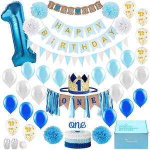 Palloncini personalizzati in lamina blu impostati per la prima festa di <span class=keywords><strong>compleanno</strong></span> decorazioni perfette per neonati di <span class=keywords><strong>un</strong></span> <span class=keywords><strong>anno</strong></span> - Product Image 1