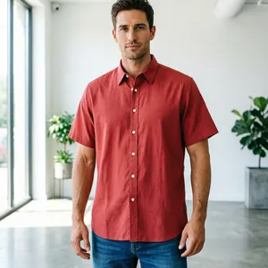 New in <strong>Shirt</strong> Solid Color Summer <strong>Linen</strong> Short Sleeve <strong>Shirts</strong> for <strong>Men</strong> Cotton Thin Elegant Clothes - Product Image 4