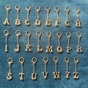 Gold Bubble Initial <strong>Keychain</strong> for Women Bag Charm Purse Key Alphabet Handbags Pendant Purse Charm Keyrings Handbags Accessories - Product Image 3