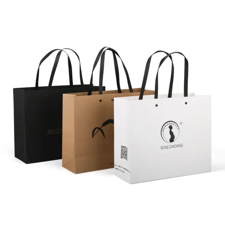 China Wholesale Flat Bottom Kraft Paper Bag Brown and White Pouch Packaging Handbag Luxury Shopping Retail Hard Paper Bags