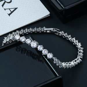 Pulsera de tenis de plata de ley 925 con moissanita de 0.5 ct, corte brillante, certificado GRA, 18.2 cm, joyería hip hop, regalo para hombres y mujeres - Product Image 3