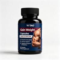Capsules de prise de poids à marque privée, stimulant musculaire avec probiotiques, enzymes digestives, soutien immunitaire, OEM, 90 unités