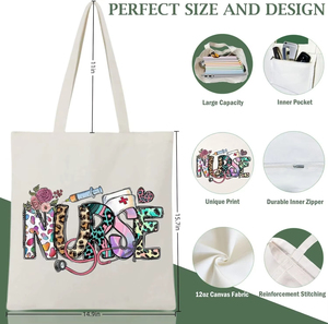Bulk Order Printed Cotton <b>Canvas</b> <b>Tote</b> Bag Reusable Shopping Shoulder Carryall for Everyday Use - Product Image 1