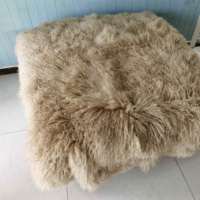 Housse de table en fourrure de mouton tibétain véritable bouclée de luxe, carrée, faite à la main, certifiée OEKO-TEX