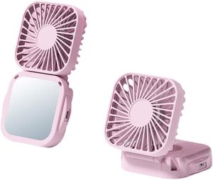 Hanging Neck Mini Fan LOGO Customization Cooling Small Fan <b>Foldable</b> Portable USB Rechargeable Handheld Fan with Makeup <b>Mirror</b> - Product Image 3