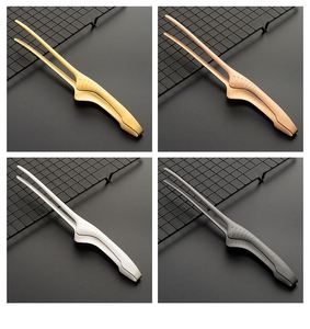 Pinces à barbecue en acier inoxydable doré, longues et pointues, ustensile durable et compatible lave-vaisselle pour pique-nique, camping, barbecue et cuisine - Product Image 4