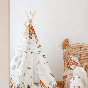 Kids <strong>Teepee</strong> Hexagonal Tent Children Play Tent Indoor &amp;Outdoor Kids Playhouse <strong>White</strong> Canvas <strong>Teepee</strong> With Pine Pole - Product Image 6