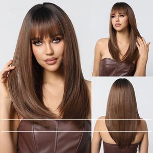 <span class=keywords><strong>วิก</strong></span>ผมสังเคราะห์ทรงผมตรงยาวสไตล์ฝรั่งเศสสำหรับผู้หญิงชาวยุโรปอเมริกัน <span class=keywords><strong>ค</strong></span>วามหนาแน่น 130% หมวกตาข่ายแบบติดกระดุม มีให้เลือก 8 สี 24 นิ้ว - Product Image 2