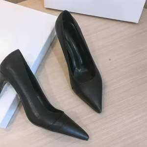 Elegantes Zapatos de Tacón Alto de Cuero Francés para Mujer, Punta Puntiaguda, Tacón de Aguja, Aumentan la Estatura, Transpirables, Sexys, Estilo Muller Versace - Product Image 5