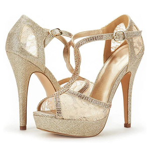 Girls New Collection Gold Glitter Peep Toe Stiletto <strong>Heel</strong> T-Strap Platform <strong>Sandals</strong> - Product Image 4