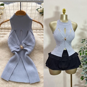 Leichte Luxus Gold Style ärmellose Strickweste Damen Sommer Metall Kink Design <span class=keywords><strong>Camisole</strong></span> Chic Hot Girl Trendy Top - Product Image 4