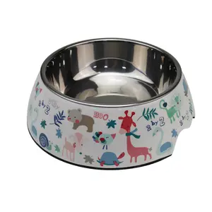 Melamine stainless steel dog bowl food basin double Pet cat bowl