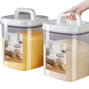 Récipients hermétiques en plastique pour le stockage des aliments avec couvercle Grain Réservoir transparent Baril de riz Distributeur de céréales avec anneau d'étanchéité en silicone - Product Image 1