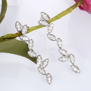 Orecchini a Goccia con Foglie per Donne, Gioielli Eleganti con Zirconi, Regalo Quotidiano Chic - Product Image 2