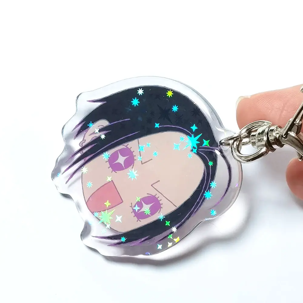 अनुकूलित स्टार ग्लिटर Epoxy चमकदार चमक होलोग्राम कस्टम मुद्रण एक्रिलिक मोबाइल फोनों के लिए आकर्षण चाबी का गुच्छा
