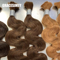 Extensions de cheveux humains vierges bruts non traités du Cambodge, Remy, double trame, double densité aux pointes, pour tresses bohèmes, lots en vrac