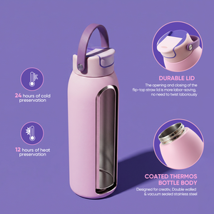 Bouteille d'eau isotherme Everich en acier inoxydable de 40 oz, écologique, avec couvercle à paille anti-fuite et isolation thermique longue durée - Product Image 4