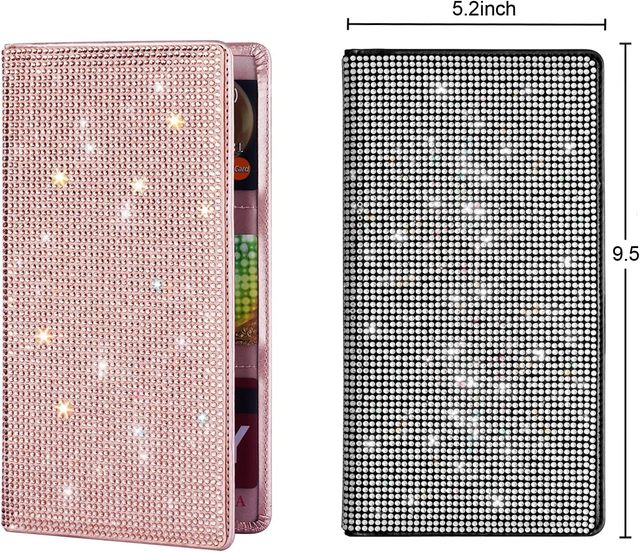 Bling Rhinestone Waterproof Customizable PU Material Daily Use Driver License Insurance Card Document Wallet