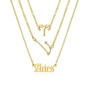 3 juegos de símbolos de moda cielo estrellado letras inglesas antiguas doce constelaciones collares conjunto signo de estrella del zodiaco al por mayor - Product Image 3