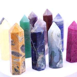 بيع بالجملة عصا كريستال طبيعية سداسية مدببة أحادية اللون وردي نقطة كريستال - Product Image 4