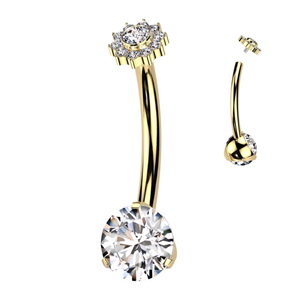 कमल थोक G23 टाइटेनियम पेट बटन छल्ले वाले गहने महिलाओं और पुरुषों के लिए जिरकॉन रत्न रत्न - Product Image 3