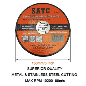 Superior Quality Oasis Cutting Disc For Steel Cutting 6" Inch/150 Mm Maximum 80m/s 10200 R.p.m Abrasive Disc Black 6"*1/16"*7/8"