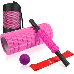 Rodillo de espuma de diseño personalizado 5 en 1, rodillos musculares, banda de resistencia, juegos de Yoga, juego de rodillos de espuma para Yoga