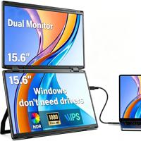 Moniteur portable 15,6 pouces 1080P pliable, extension d'écran double 330 °   Ajustement de l'écran USB-C compatible HDMI pour ordinateur portable Mac Windows