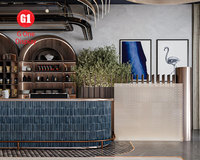 Comptoir de bar de restaurant moderne, mobilier de restaurant personnalisé avec éclairage LED, conception d'équipement de café