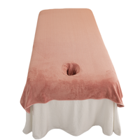 Drap plat de luxe 100 % polyester velours uni de qualité supérieure, toutes saisons, 500 fils, sans trou, pour salon, spa, hôpital