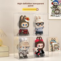 Boîte de Présentation Figurines Labubu Meuble Vitrine en Vinyle avec Rangement Acrylique et Housse Anti-Poussière Housse de Protection en Plastique Haruno