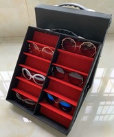 Vente en gros de valises de lunettes de mode boîtes d'affichage portables à fente 12/18 pour lunettes boîte de rangement pour lunettes à doublure souple avec logo personnalisé