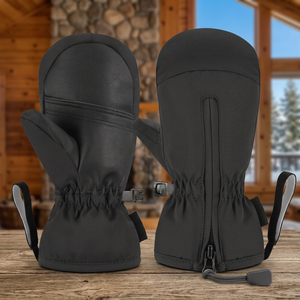 Gants de ski d'hiver pour enfants, imperméables, coupe-vent, chauds, à doigts entiers, pour snowboard, fermeture éclair, pour garçons et filles - Product Image 4