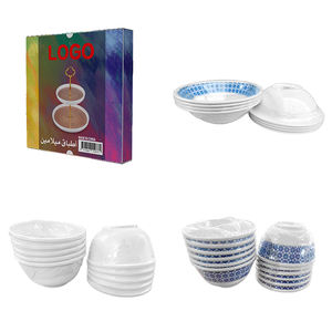 مائدة ميلامين زرقاء وبيضاء: طقم عشاء أنيق مع أطباق رقيقة - Product Image 6