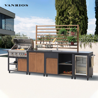 VANRIOS KC-14B Hôtel Restaurant Commercial Grill Island BBQ Armoire moderne Modulaire en aluminium Étanche Ensemble de cuisine extérieure