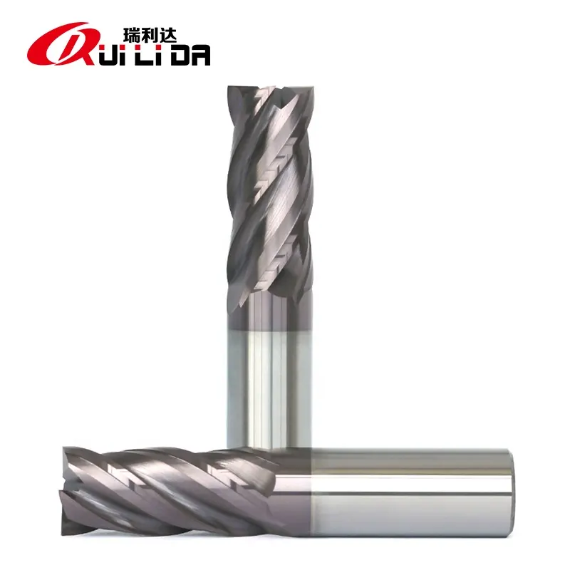 Good quality titanium HRC60 4 flute solid carbide end mill cnc machine tool manufacture