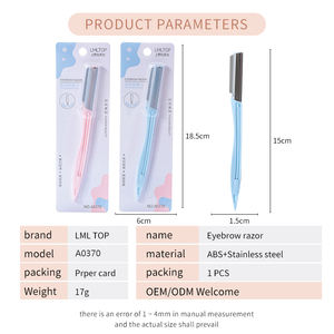 Rasoir à <span class=keywords><strong>sourcils</strong></span> permanent en acier inoxydable LMLTOP, lame carrée, non pliable, outil de dermaplaning pour une épilation faciale efficace - Product Image 2