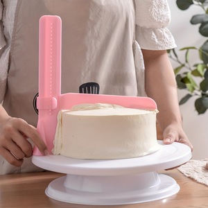 Adjustable Height Cake Smoother With Right Angle Ruler For Baking And Frosting Surface Smoothing Tool Plastic Blue - Product Image 3