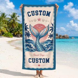 <span class=keywords><strong>Serviette</strong></span> de plage <span class=keywords><strong>personnalisée</strong></span> en microfibre avec nom, sans sable, séchage rapide, pour piscine et voyage, couverture légère, imprimée pour l'été et les vacances à la piscine - Product Image 1
