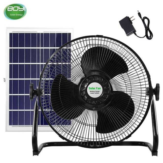 Large Capacity Solar Charging Fan Angle Adjustable Rechargeable Fan